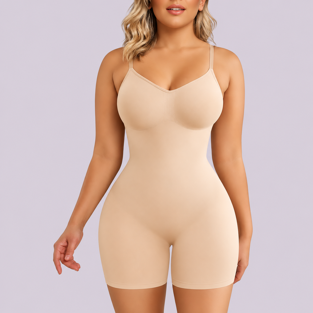Beige Women's Sleeveless Stretch Shapewear Bodysuit